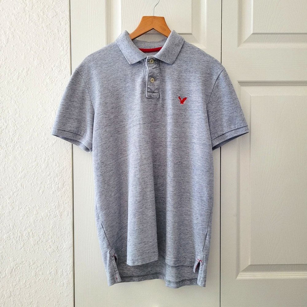 Soft American Eagle Gray Polo Shirt Size Medium